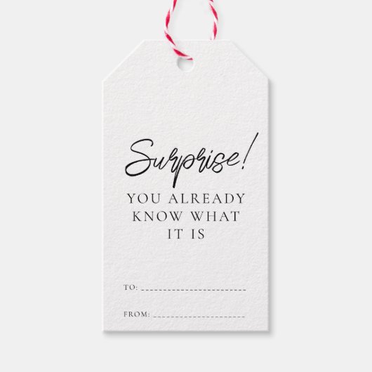 Je weet al wat het is grappige kerst cadeaulabel (Voorkant)