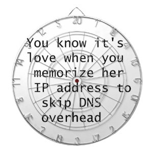 Je weet dat het liefde is als je haar IP-nummer on Dartbord
