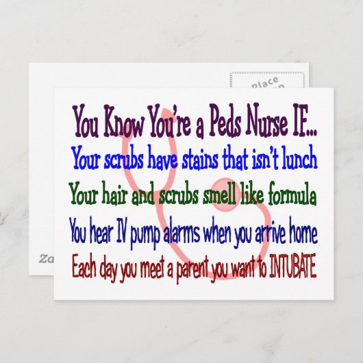 "Je weet dat je een Peds Zuster bent als..." Briefkaart (Voorkant / Achterkant)