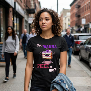 Je Wil Een Stuk Van Mij Grappige Boze Cake Cartoon T-shirt