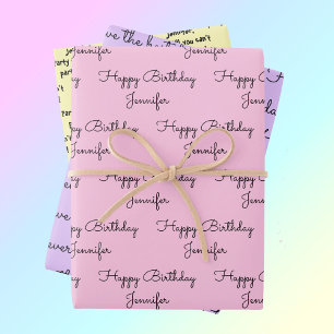 Je woorden met haar naam Birthday Gift Wrapping Pa Inpakpapier Vel