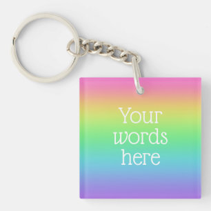 Je woorden worden gepersonaliseerd door regenboog sleutelhanger