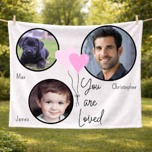 Je wordt bemind gepersonaliseerde foto hartballonn fleece deken
