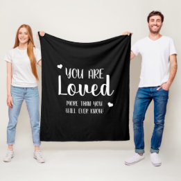 Je Wordt Geliefd Harten Zwart Wit Landelijk Fleece Deken
