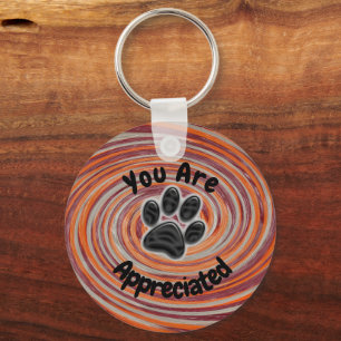 Je wordt gewaardeerd Groovy Paw Print Dog Walker Sleutelhanger