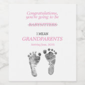 Je wordt grootouders Baby Footprints Wijn Etiket (Enkel label)