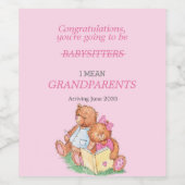 Je wordt grootouders Beren roze Wijn Etiket (Enkel label)