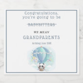 Je wordt grootouders Panda-ballon. Sparkling Wijnetiket (Enkel label)