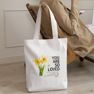 Je wordt zo bemind bloem christelijk tote bag