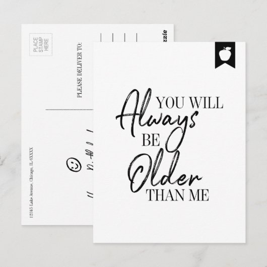 Je zal altijd ouder zijn dan ik Verjaardag Briefka Briefkaart (Voorkant / Achterkant)