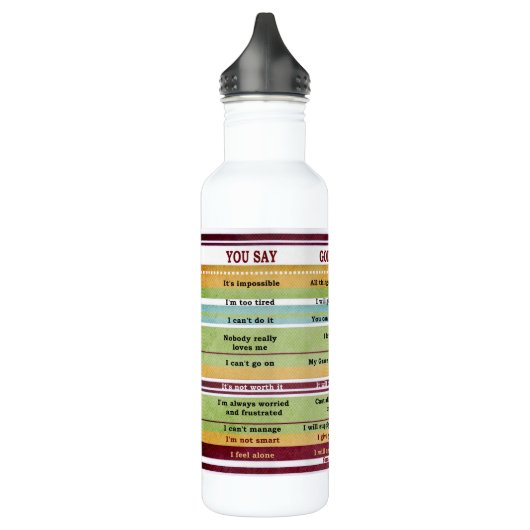 "Je zegt/God zegt" Inspirerend Bijbelversen Waterfles (Links)