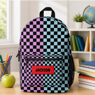 Je zei: Kleurrijke Ruitjes Voor Terug Naar School Bedrukte Rugzak