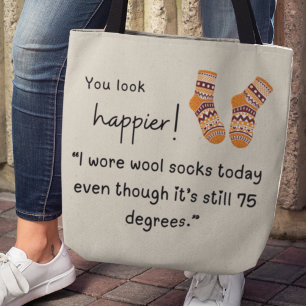 Je ziet er gelukkiger uit! Funny Wool sokken gezeg Draagtas
