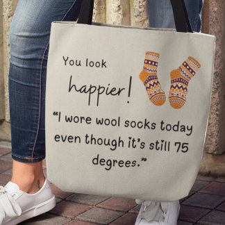 Je ziet er gelukkiger uit! Funny Wool sokken gezeg Draagtas