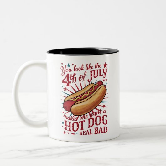 Je ziet eruit als 4 juli, maakt me een hete hond w tweekleurige koffiemok (Links)