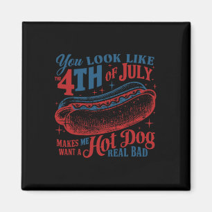 Je ziet eruit als de 4 juli Hot Dog Patriotic Wo Magneet