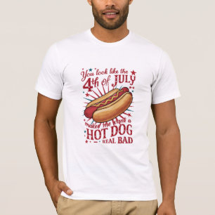 Je ziet eruit als de 4 juli waardoor ik een hotdog t-shirt