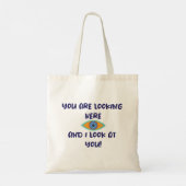 Je ziet hier grappige tekst tote bag (Achterkant)