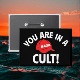 Je zit in een cultus! Vetgedrukte rode Petten Bu Button