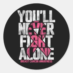 Je zult nooit alleen vechten met familie borstkank ronde sticker