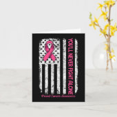 Je zult nooit vechten alleen vlag roze borstkanker kaart (Gele Bloem)