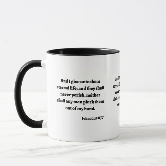 Jean 10:28 KJV Bible Verse Mug à deux tons (Gauche)