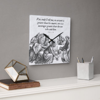 Jean 13:16 Bible chrétienne Jésus Horloge murale