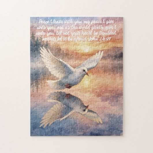 Jean 14:27 Colombe blanche chrétienne Puzzle à piè (Vertical)