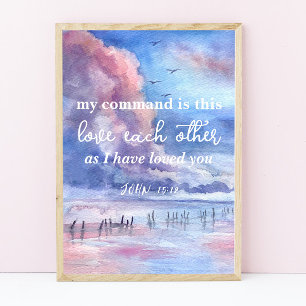 Jean 15:12 Jésus commande l'amour l'autre Poster