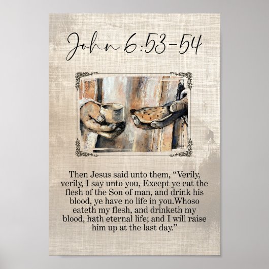Jean 6:53 - 54 Jésus Sainte Communion Impression d (Devant)