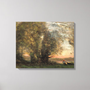 Jean-Baptiste-Camille Corot - De vissers Canvas Afdruk