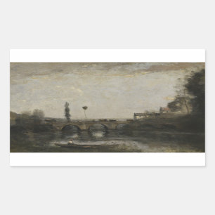 Jean-Baptiste-Camille Corot - Landschap met brug Rechthoekige Sticker