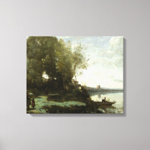Jean-Baptiste-Camille Corot - Verre rivier Canvas Afdruk