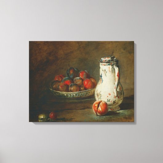 Jean-Baptiste Simeon Chardin - Een kom pruimen Canvas Afdruk (Voorkant)