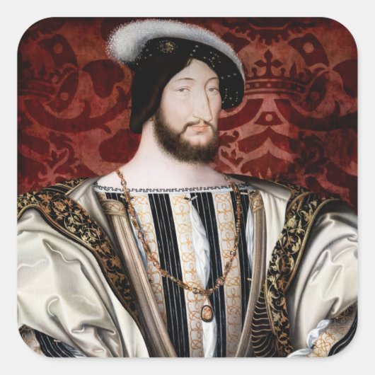 Jean Clouet - Francois I, koning van Frankrijk Vierkante Sticker (Voorkant)