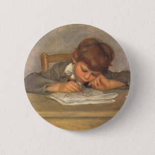 Jean Drawing by Pierre Renoir, Fine Art Ronde Button 5,7 Cm