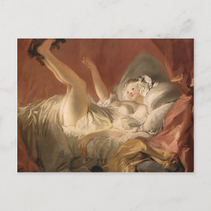 Jean Fragonard-Young Woman speelt met een hond Briefkaart