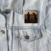 Jean-Francois Millet - De Angelus Vierkante Button 5,1 Cm (In situ)