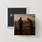 Jean-Francois Millet - De Angelus Vierkante Button 5,1 Cm (Voorkant /achterkant)