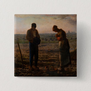 Jean-Francois Millet - De Angelus Vierkante Button 5,1 Cm