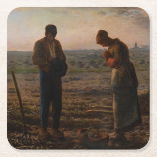 Jean-Francois Millet - De Angelus Vierkante Kartonnen Onderzetter