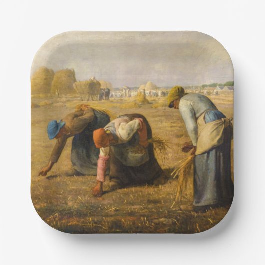 Jean-Francois Millet - De Gleaners Papieren Bordje (Voorkant)