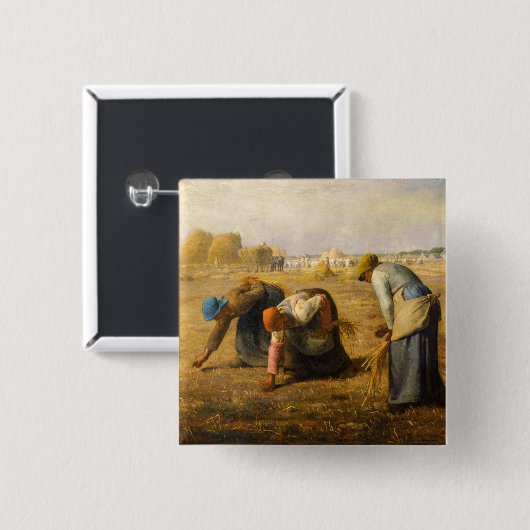 Jean-Francois Millet - De Gleaners Vierkante Button 5,1 Cm (Voorkant /achterkant)