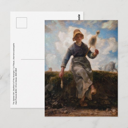 Jean-Francois Millet - De Spinner Briefkaart (Voorkant / Achterkant)