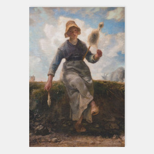 Jean-Francois Millet - Het Spinner Girl Inpakpapier Vel