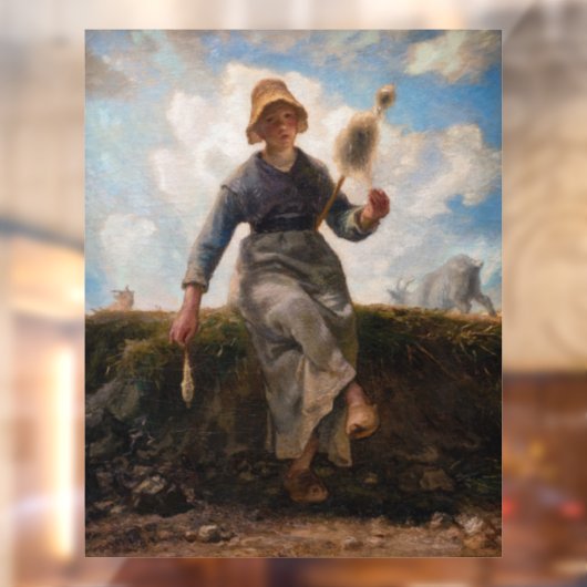 Jean-Francois Millet - Het Spinner Girl Raamsticker (Vel 2)