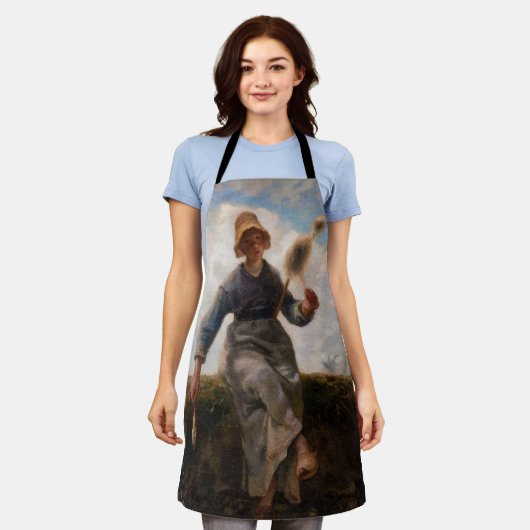 Jean-Francois Millet - Het Spinner Girl Schort (Gedragen)