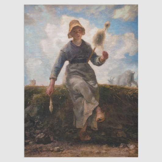 Jean-Francois Millet - Het Spinner Girl Tissuepapier