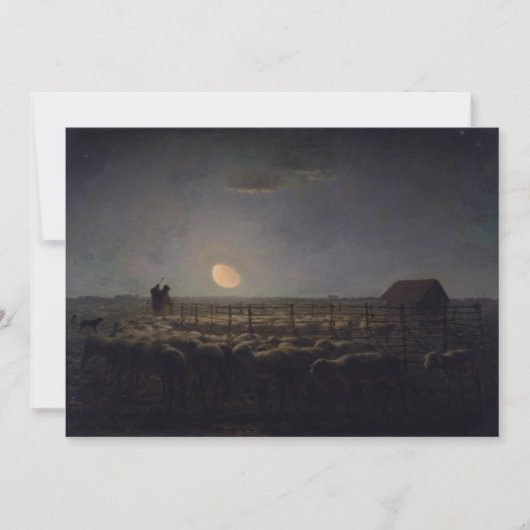 Jean-Francois Millet - Sheepfold, Moonlight 1860 Bedankkaart (Voorkant)