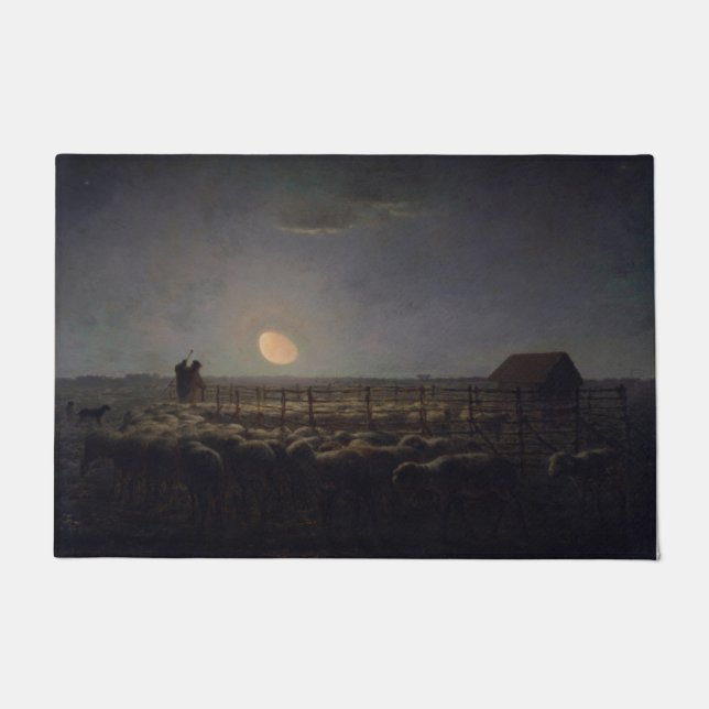 Jean-Francois Millet - Sheepfold, Moonlight 1860 Deurmat (Voorkant)